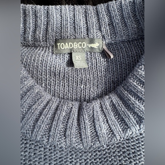 Toad & Co Cambridge Cable Crewneck sweater in denim blue, Extra Small, XS - Picture 9 of 13